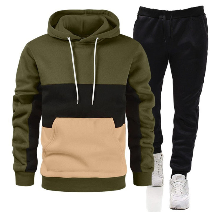 Men's 3 Color Block Hoodie Sportswear Suit - Sentismile