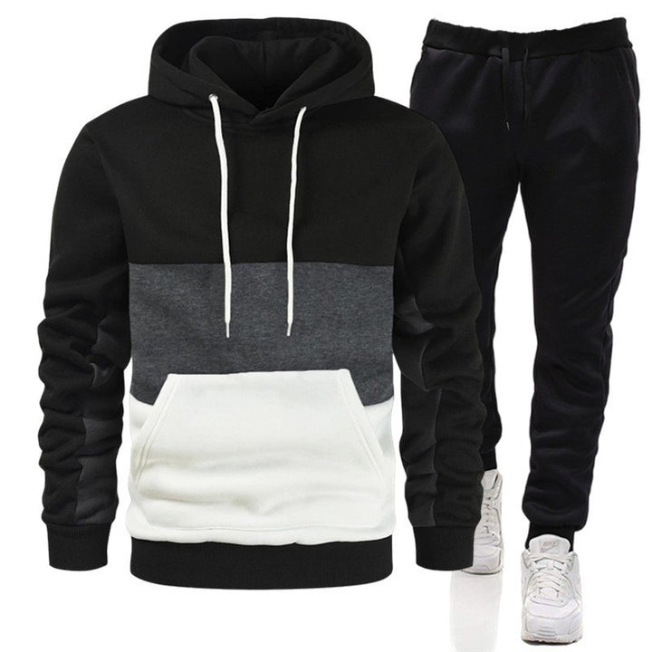 Men's 3 Color Block Hoodie Sportswear Suit - Sentismile