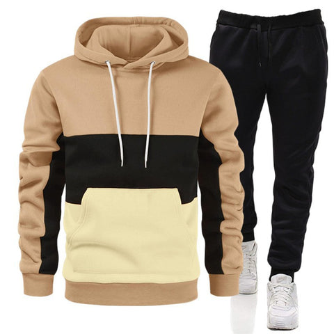 Men's 3 Color Block Hoodie Sportswear Suit - Sentismile