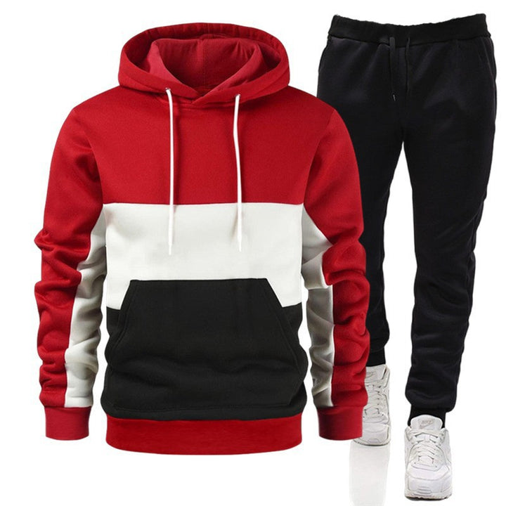 Men's 3 Color Block Hoodie Sportswear Suit - Sentismile