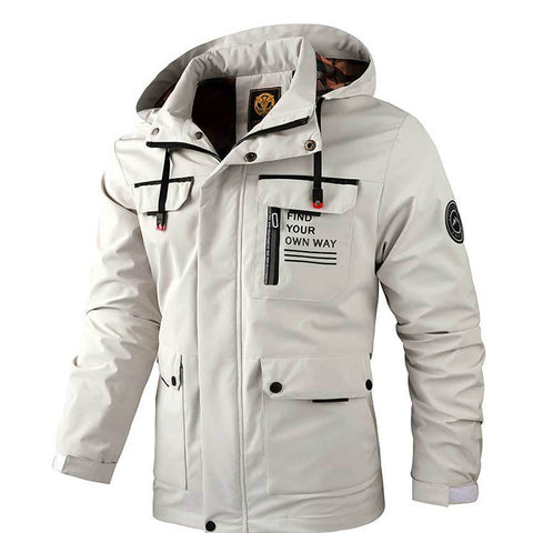 Men's Casual Hooded Jacket Parka Autumn And Winter Warm Solid Color Windproof Coat Outdoor Clothes With Multiple Pockets