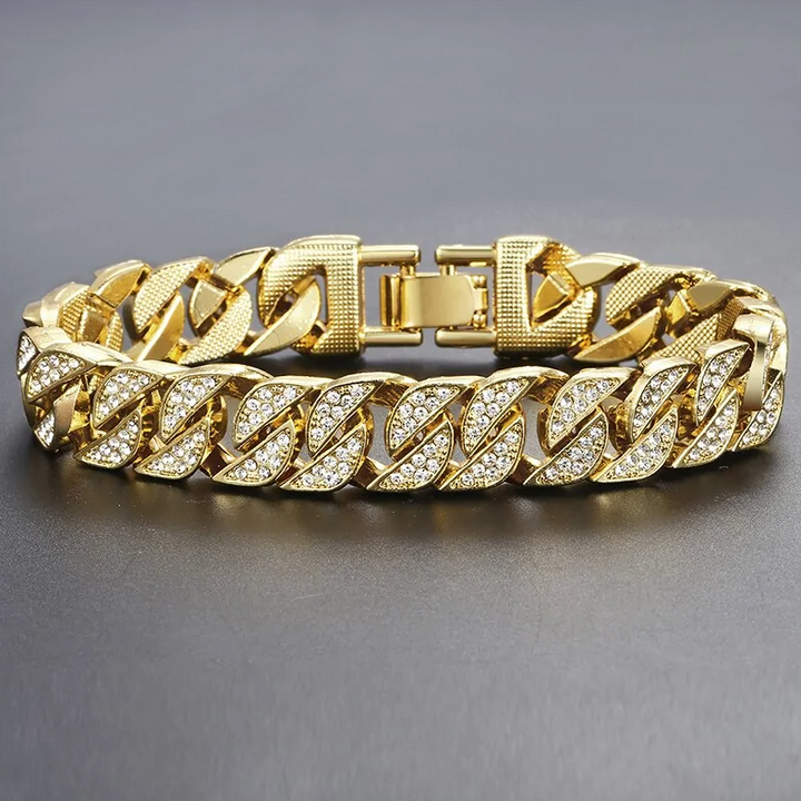 Pulsera de cadena cubana Miami Curb para hombre en oro